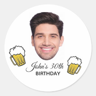 Sticker Rond Tatouage personnalisé d'anniversaire avec visage e
