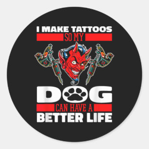 Sticker Rond Tatouage tatouage de chien tatoué - Artiste de tat