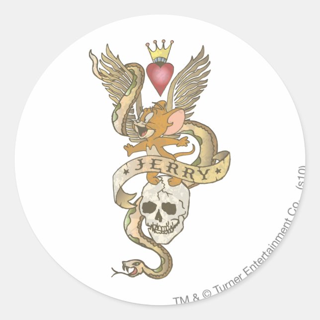 Sticker Rond tatouage tordu Jerry 2 (Devant)