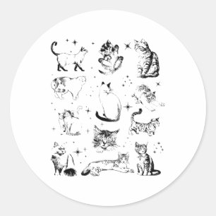 Sticker Rond Tatouage vintage des années 90 Cat _1