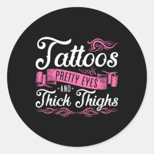 Sticker Rond Tatouages Jolies Yeux Et Épais Cuirs