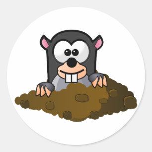 Sticker Rond Taupe drôle de bande dessinée
