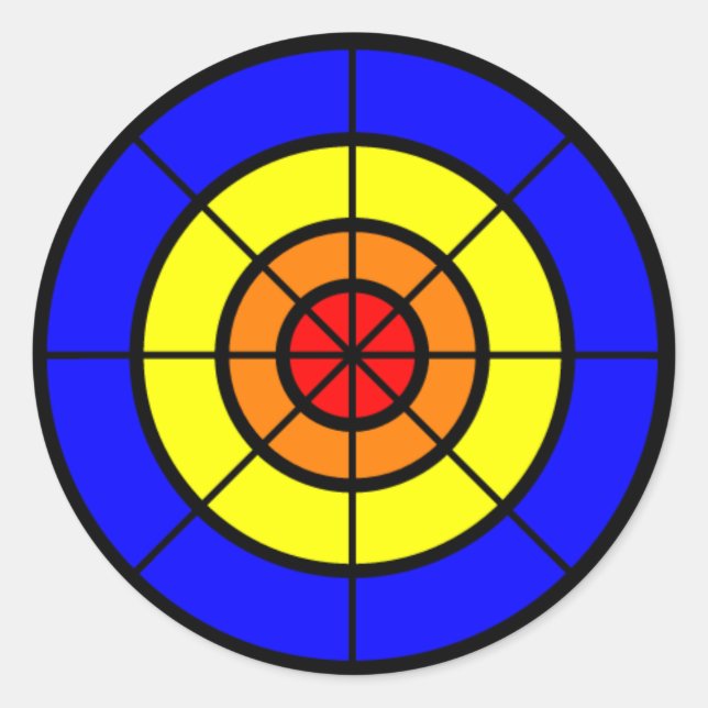 Sticker Rond taureau rouge orange jaune et bleu (Devant)