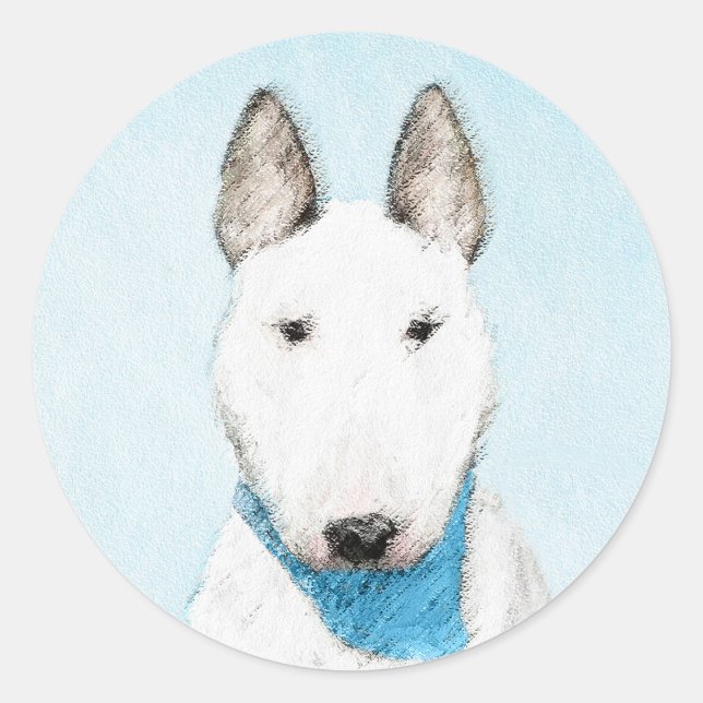 Sticker Rond Taureau Terrier - Cute Original Chien Art (Devant)