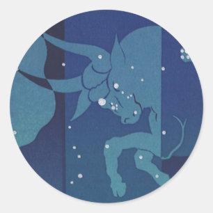 Sticker Rond Taurus Bull Constellation Astrologie Zodiaque Vint