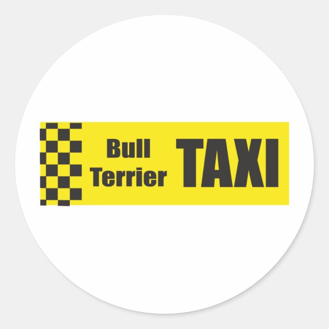 Sticker Rond Taxi Bull Terrier (Devant)
