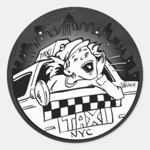 Sticker Rond Taxi fille