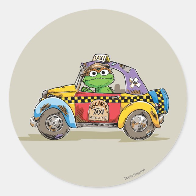 Sticker Rond Taxi vintage Oscar (Devant)
