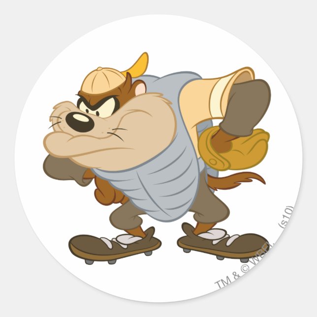 Sticker Rond TAZ™ à la butte du catcher (Devant)