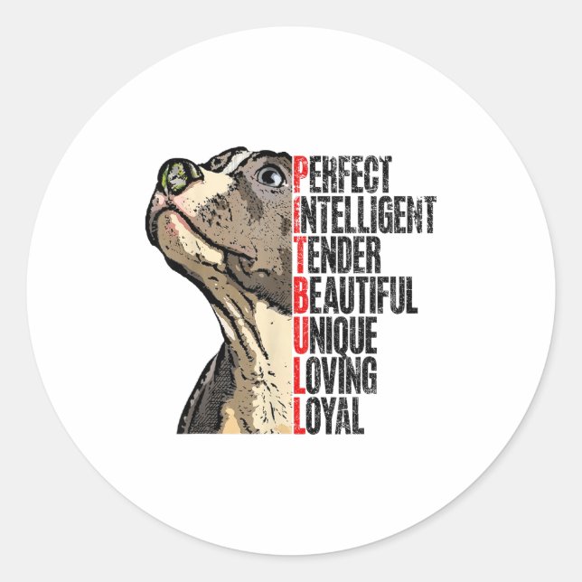 Sticker Rond Tbull Perfect Intelligent Tender Beautiful Unique  (Devant)