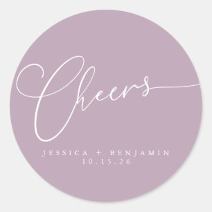 Sticker Rond Tcheers Minimaliste Lilas Script Mariage Personnal