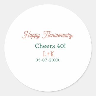 Sticker Rond Tchin 40 joyeux anniversaire orange vert nom date