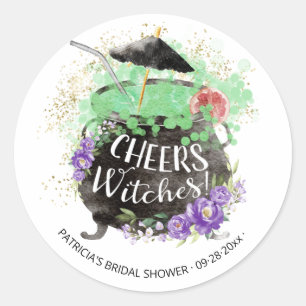 Sticker Rond Tchin Sorcières Cocktail Halloween Enterrement de