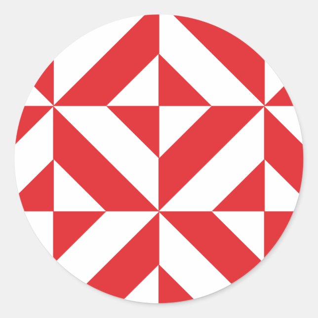 Sticker Rond Tchry Red Geometric Deco Cube Pattern (Devant)