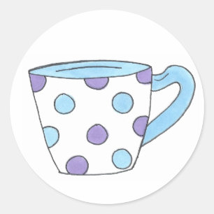 Sticker Rond Tea Party Bleu/Polka violet Stick Dot Mug