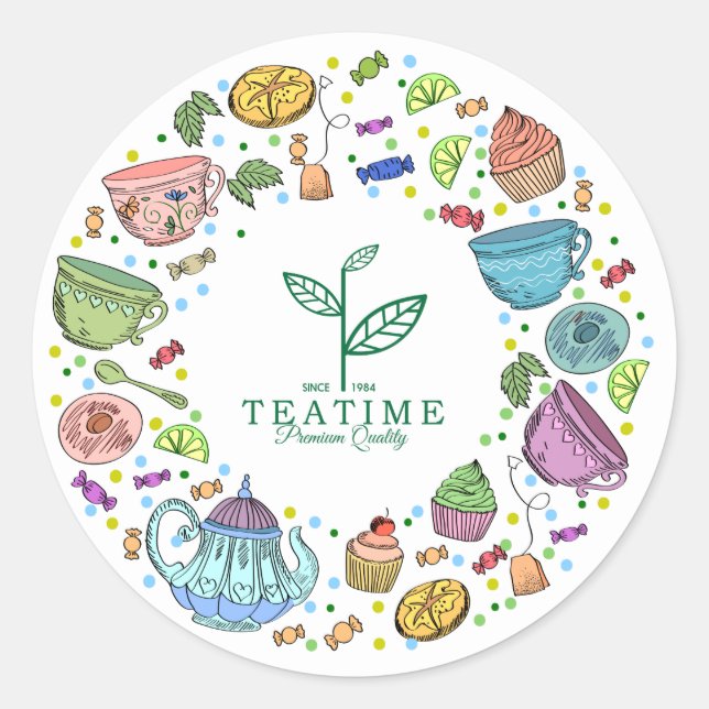 Sticker Rond Tea time (Devant)