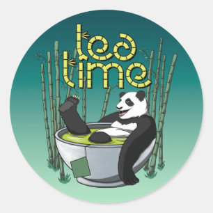 Sticker Rond Tea Time Happy Panda