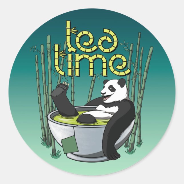 Sticker Rond Tea Time Happy Panda (Devant)