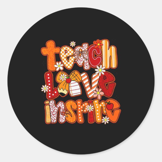 Sticker Rond Teacher Fall,teach Love Insre,autumn Teacher Funny (Devant)