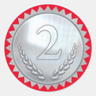 Sticker Rond Teacher's Red and Silver 2nd Place Award Classic