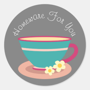Sticker Rond Teacup home design Cadeau d'entreprise