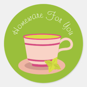 Sticker Rond Teacup home design Cadeau d'entreprise