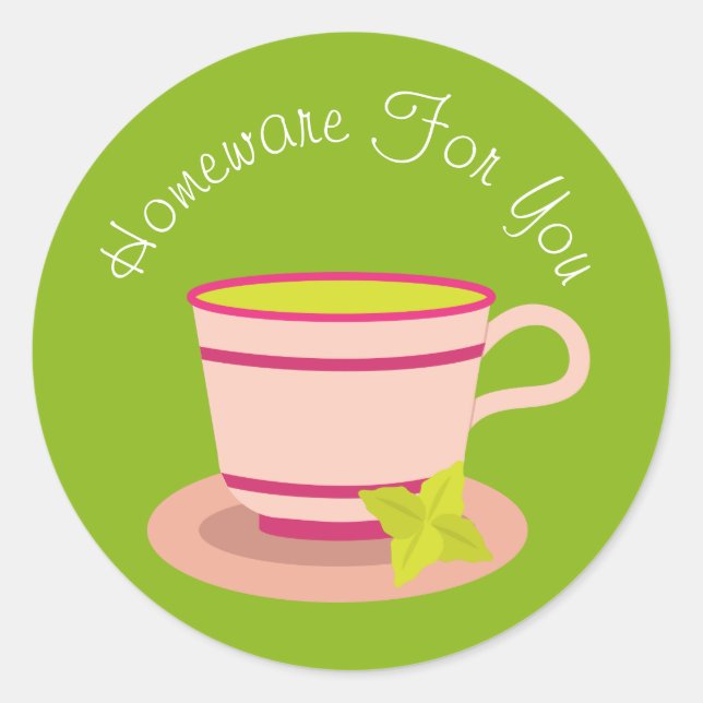 Sticker Rond Teacup home design Cadeau d'entreprise (Devant)