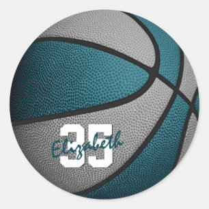 Sticker Rond teal gray girrboys boys basket-ball