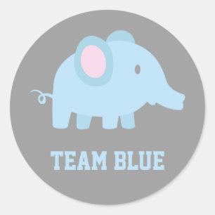 Sticker Rond Team Blue, Baby Boy Elephant, Gender Revevela Part