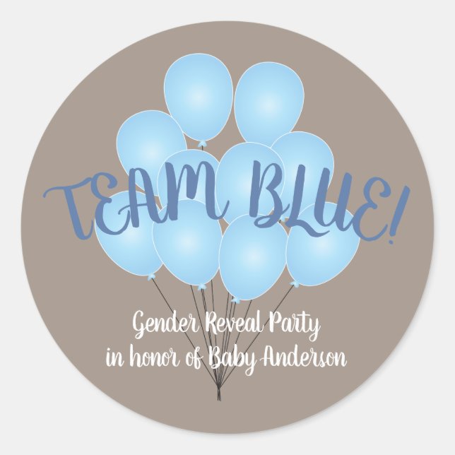 Sticker Rond Team Blue | Blue Balloons Sexe Revevela Party (Devant)