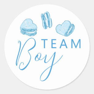 Sticker Rond Team Boy Gender Reveal Blue Heart Voter