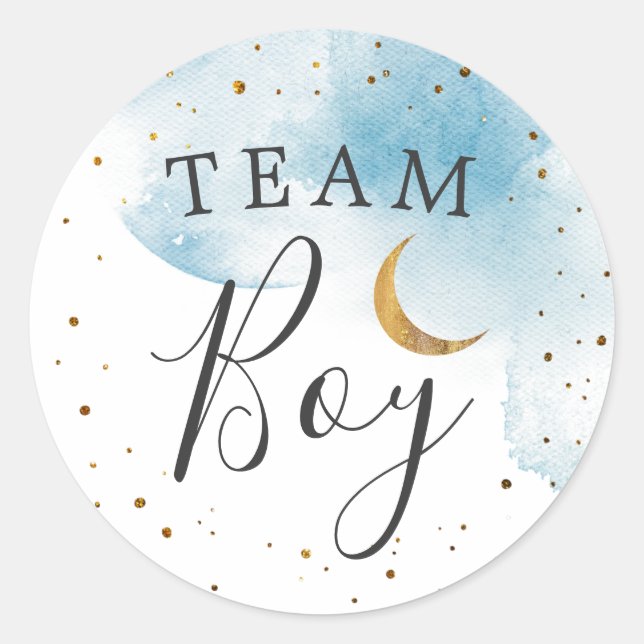 Sticker Rond Team Boy Gender Reveal Twinkle Little Star Voter (Devant)