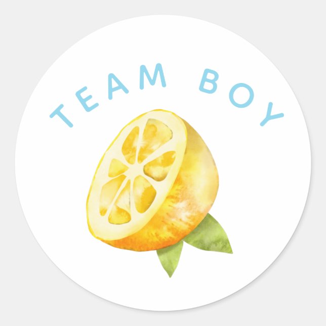 Sticker Rond Team Boy Gender Revevela Party Vote Lemon (Devant)