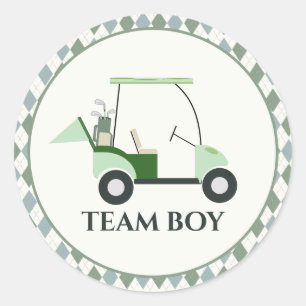 Sticker Rond Team Boy Modern Golf Baby Genre Reveal Par tee