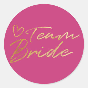 Sticker Rond Team Bride - Baguette de fausse feuille d'or