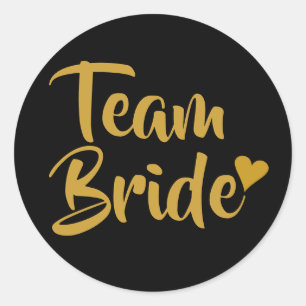 Sticker Rond Team Bride Cœur Doré