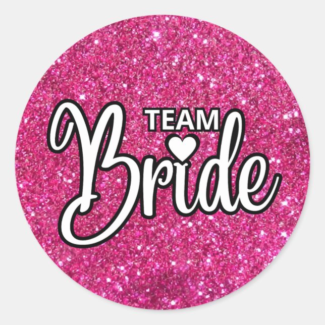 Sticker Rond Team Bride Pink Sparkling Parties scintillant (Devant)