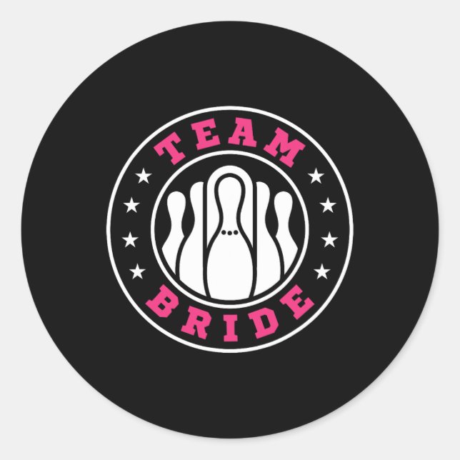 Sticker Rond Team Bride Team Groom Bowling Bachelor Party Weddi (Devant)