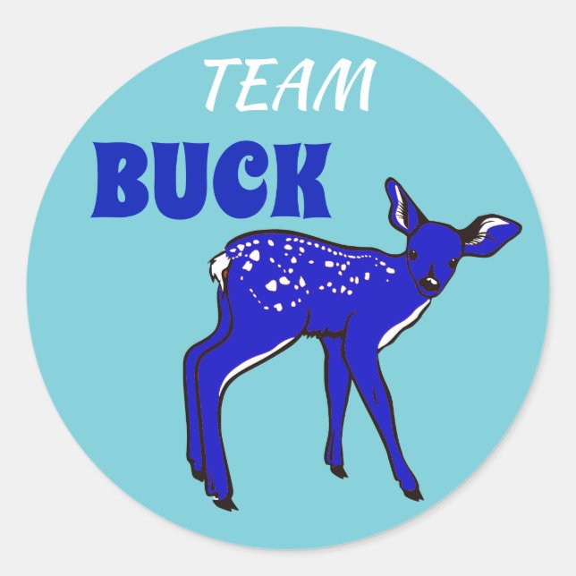 Sticker Rond "Team Buck" Révélation Bleue du genre (Devant)