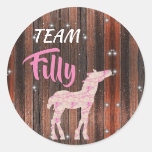 Sticker Rond "Team Filly" Révélation de genre rose