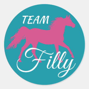 Sticker Rond "Team Filly" Révélation de genre rose