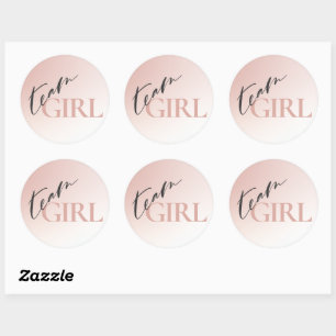 Sticker Rond Team Girl Gender Reveal Party Ombre Décoration