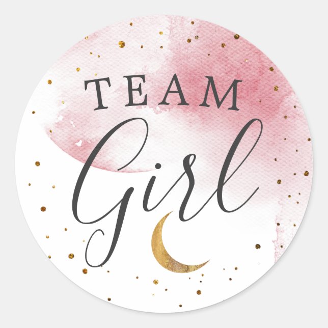 Sticker Rond Team Girl Gender Reveal Twinkle Little Star Voter (Devant)