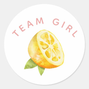 Sticker Rond Team Girl Gender Revevela Party Vote Lemon