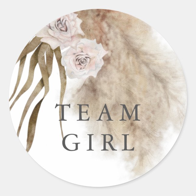 Sticker Rond Team Girl Gender Revevela Party Vote Pampas Grass (Devant)