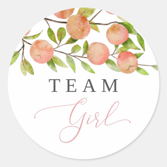 Sticker Rond Team Girl Gender Revevela Party Vote Peach (Devant)