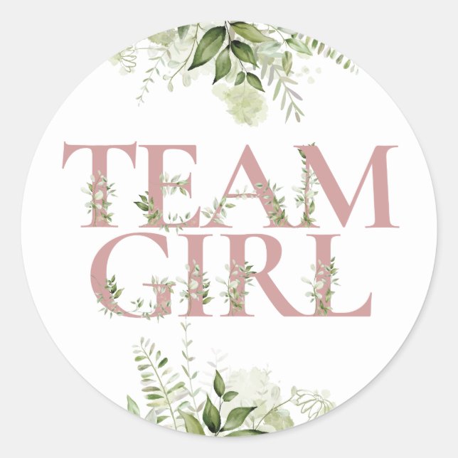 Sticker Rond Team Girl Greenery Floral Genre Reveal Vote (Devant)