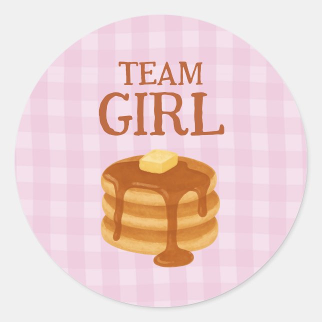 Sticker Rond Team Girl Pancake Brunch Theme Gender Reveal (Devant)