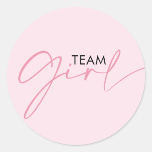Sticker Rond Team Girl Pink Gender Reveal Vote