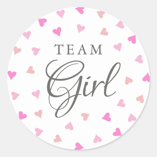 Sticker Rond Team Girl Pink Hearts Sexe Reveal Voting (Devant)